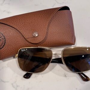 Ray-Ban Gold and Brown Sunglasses with Case